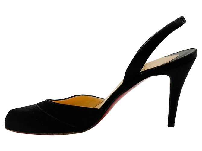 Décolleté Slingback in raso nero Christian Louboutin - vista 3