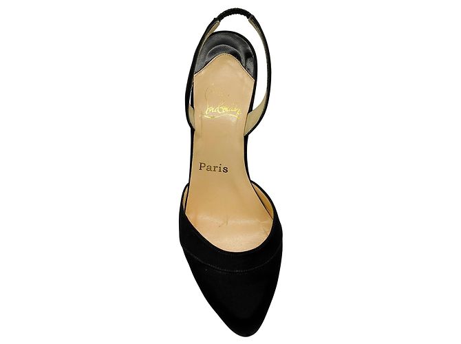 Décolleté Slingback in raso nero Christian Louboutin - vista 4