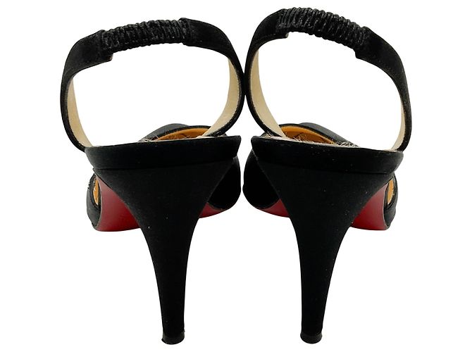 Décolleté Slingback in raso nero Christian Louboutin - vista 5