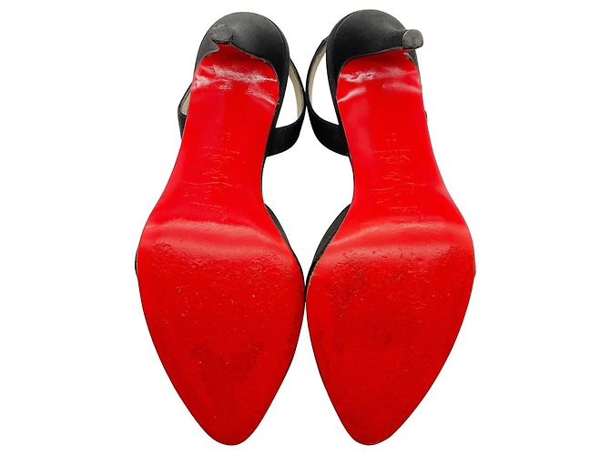 Décolleté Slingback in raso nero Christian Louboutin - vista 6