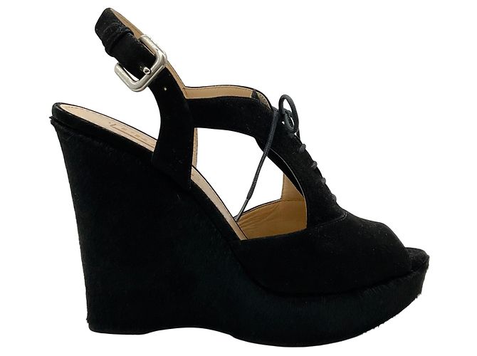 Prada Cuñas slingback de ante negro / pony hair - vista 2