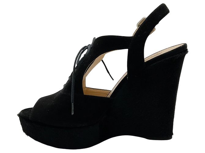 Prada Cuñas slingback de ante negro / pony hair - vista 3