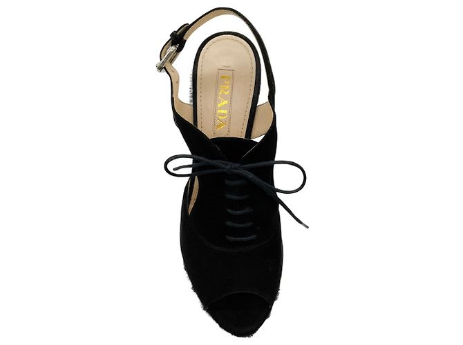Prada Cuñas slingback de ante negro / pony hair - vista 4