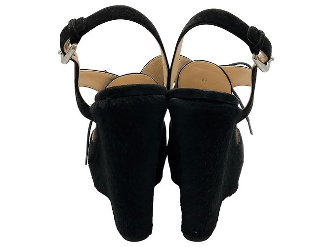 Prada Cuñas slingback de ante negro / pony hair - vista 5