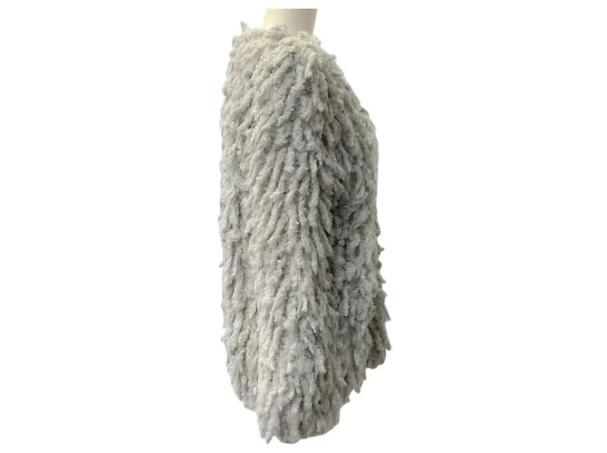 Autre Marque Forte_Forte Shaggy Bouclé Pullover Perlgrau - Ansicht 2