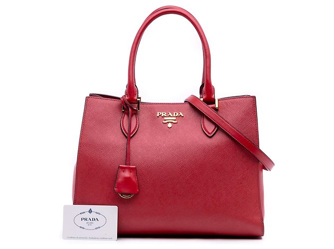 Bolsa Satchel Prada Lux em Saffiano vermelha com acabamento em couro de bezerro macio - vista 10