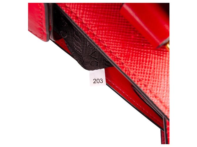 Bolsa Satchel Prada Lux em Saffiano vermelha com acabamento em couro de bezerro macio - vista 6