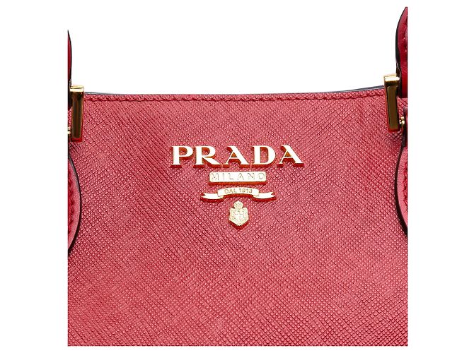 Bolsa Satchel Prada Lux em Saffiano vermelha com acabamento em couro de bezerro macio - vista 7