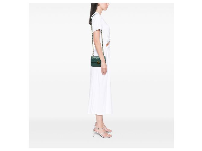 Borsa a tracolla Chanel Mini Lambskin Diamond Lock verde - vista 6