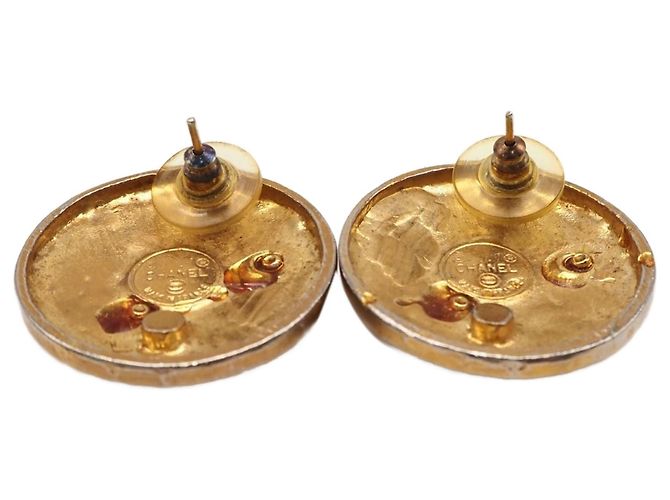 Orecchini a pressione rotondi placcati oro Chanel CC Gold - vista 2