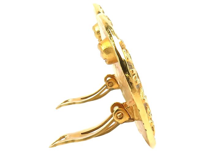 Orecchini a clip rotondi Chanel CC placcati in oro - vista 12