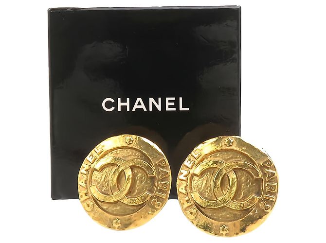Orecchini a clip rotondi Chanel CC placcati in oro - vista 5