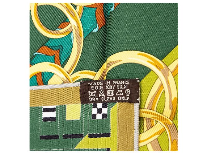 Pañuelo de seda Hermès Brides et Gris Gris Verde 90 - vista 3