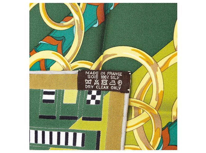 Pañuelo de seda Hermès Brides et Gris Gris Verde 90 - vista 4