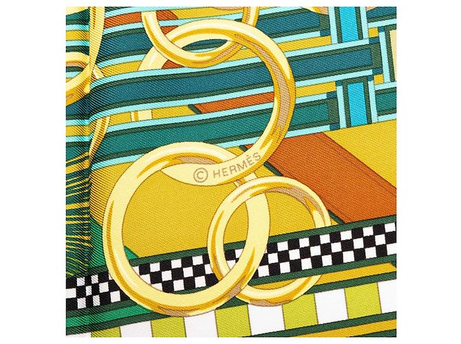 Pañuelo de seda Hermès Brides et Gris Gris Verde 90 - vista 5