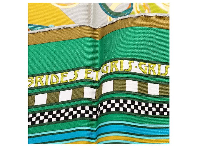 Pañuelo de seda Hermès Brides et Gris Gris Verde 90 - vista 7