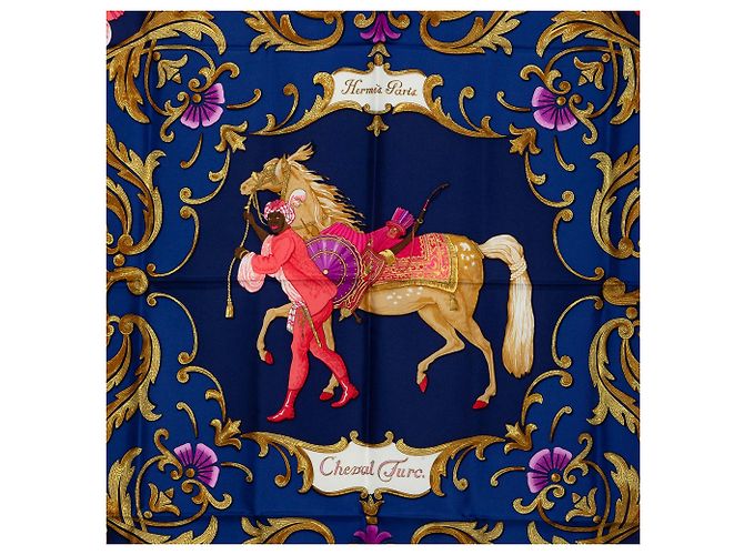 Foulard di seta Hermès Cheval Turc Blu 90 Scarves - vista 2