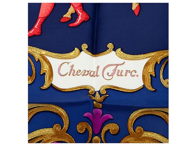 Foulard di seta Hermès Cheval Turc Blu 90 Scarves - vista 3