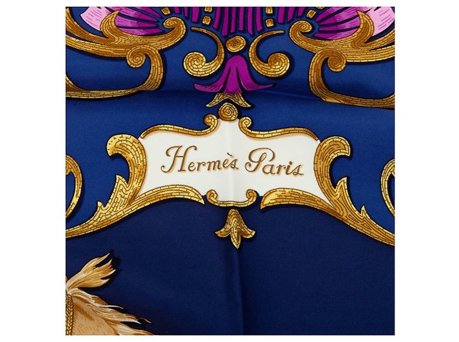 Foulard di seta Hermès Cheval Turc Blu 90 Scarves - vista 4