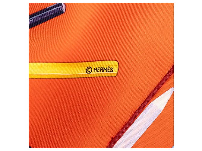 Foulard di seta Hermès A Vos Crayons Arancione 90 - vista 3