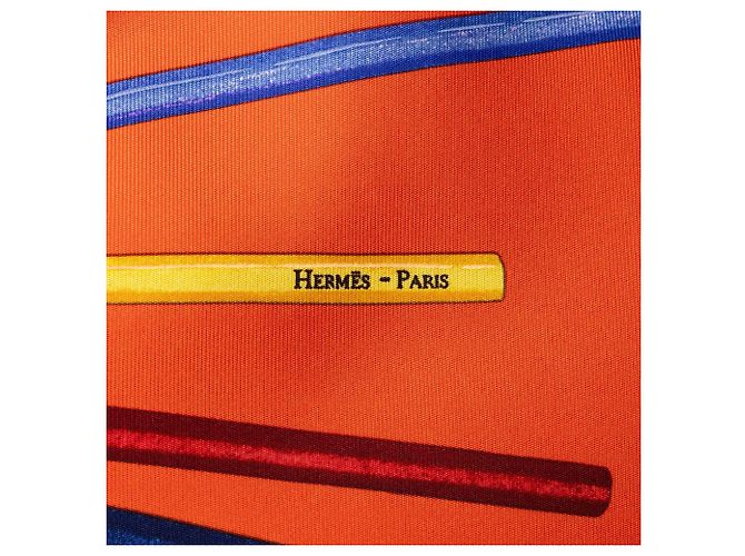 Foulard di seta Hermès A Vos Crayons Arancione 90 - vista 4