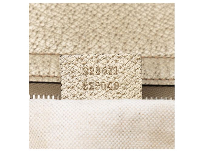 Borsa tote Bree Gucci in tela GG e pelle dorata - vista 6