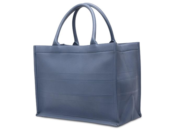 Book Tote Dior Medium in pelle goffrata Blu - vista 2