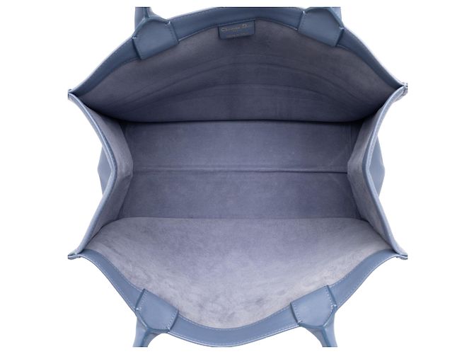 Book Tote Dior Medium in pelle goffrata Blu - vista 4