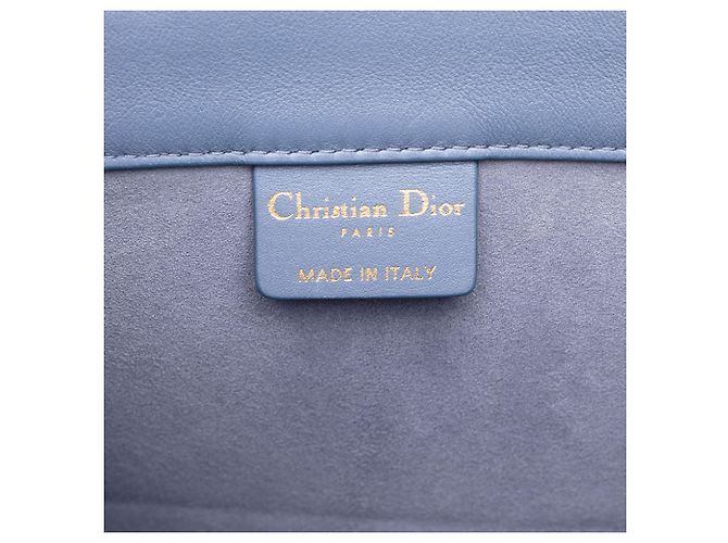 Book Tote Dior Medium in pelle goffrata Blu - vista 5