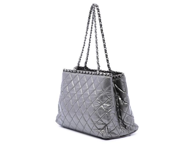 Borsa Chanel Small Quilted Metallic Aged Calfskin Chain Me Tote Argento - vista 2