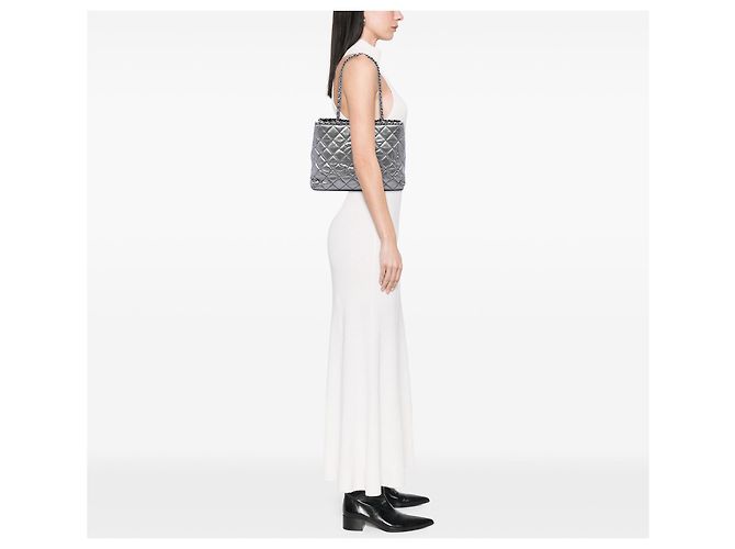 Borsa Chanel Small Quilted Metallic Aged Calfskin Chain Me Tote Argento - vista 6