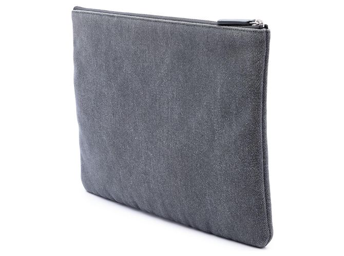 Clutch Chanel Deauville O Case Large in denim grigio con paillettes - vista 2