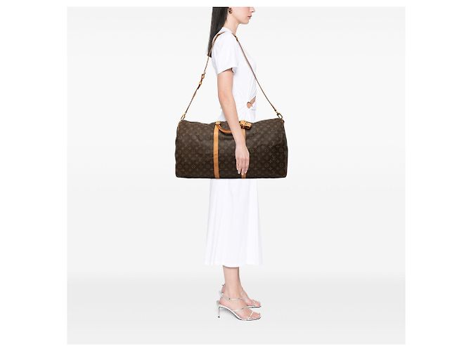 Borsa da viaggio Louis Vuitton Monogram Keepall Bandouliere 60 Marrone - vista 10