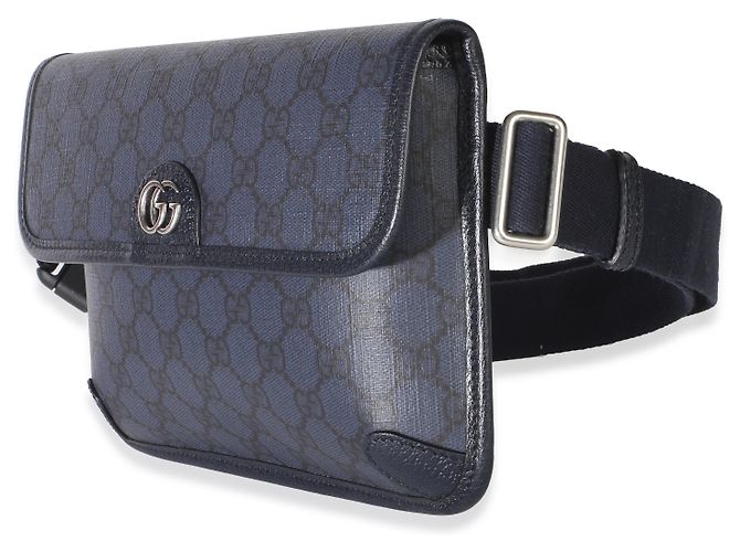 Borsetta cintura slim Gucci Ophidia Web in tela GG Supreme blu navy - vista 3