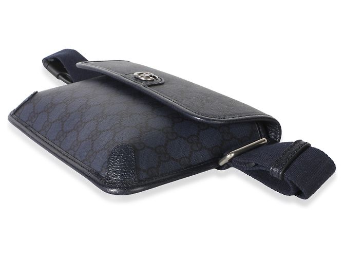 Borsetta cintura slim Gucci Ophidia Web in tela GG Supreme blu navy - vista 6