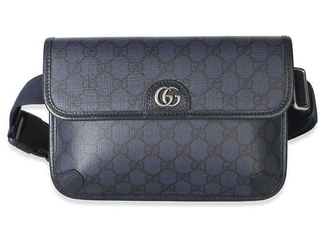Borsetta cintura slim Gucci Ophidia Web in tela GG Supreme blu navy - vista 8