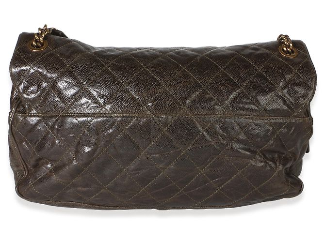 Gabrielle Borsa Chanel Large Shiva Flap in pelle caviar glassata matelassé marrone - vista 2