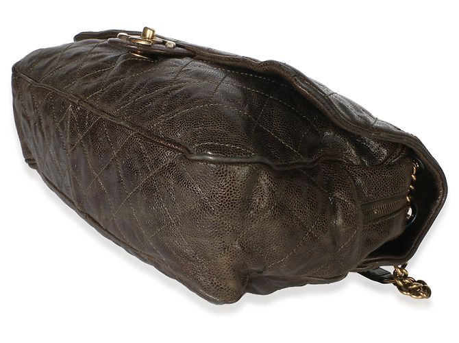 Gabrielle Borsa Chanel Large Shiva Flap in pelle caviar glassata matelassé marrone - vista 6