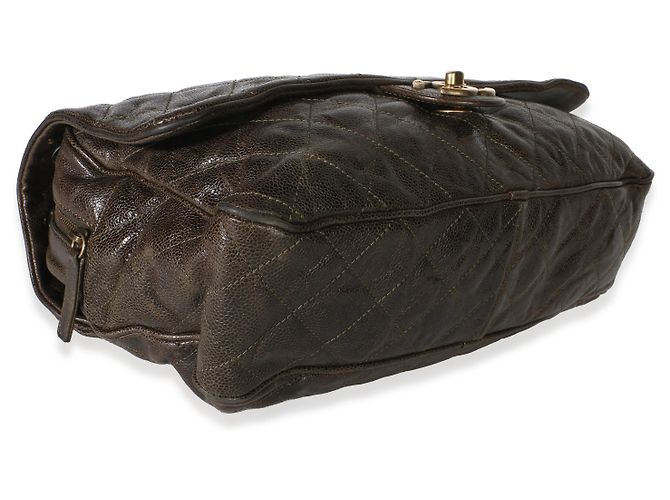 Gabrielle Borsa Chanel Large Shiva Flap in pelle caviar glassata matelassé marrone - vista 7