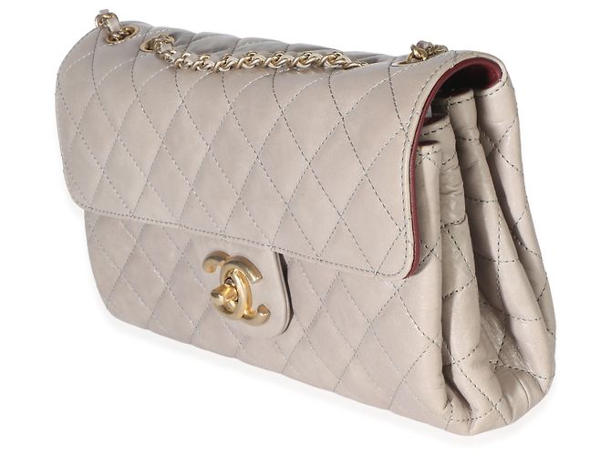 Gabrielle Bolso Medium Accordion Chanel de piel de becerro acolchada gris efecto arrugado - vista 3