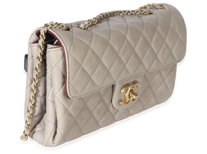 Gabrielle Bolso Medium Accordion Chanel de piel de becerro acolchada gris efecto arrugado - vista 4