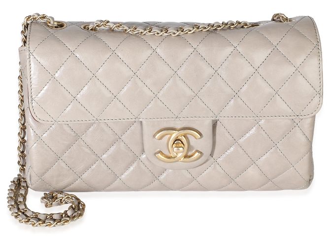 Gabrielle Bolso Medium Accordion Chanel de piel de becerro acolchada gris efecto arrugado - vista 8