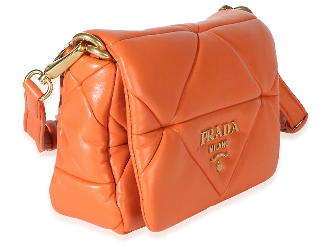 Borsa a catena Patchwork System Small in Nappa Arancione Prada - vista 4