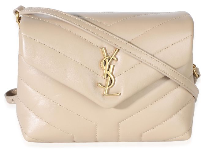 Autre Marque Saint Laurent Beige Calfskin Y Quilted Monogram Toy Loulou - vista 7