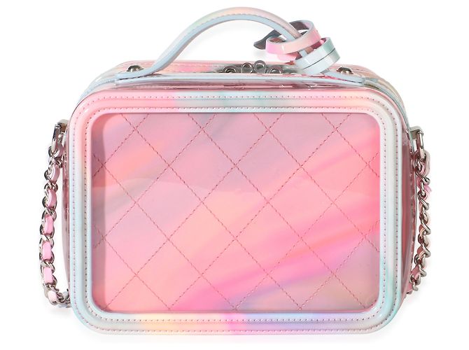 Piccolo beauty case Chanel in PVC vernice rosa con filigrana - Ansicht 2