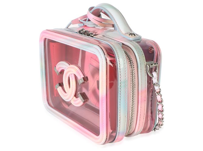 Piccolo beauty case Chanel in PVC vernice rosa con filigrana - Ansicht 3