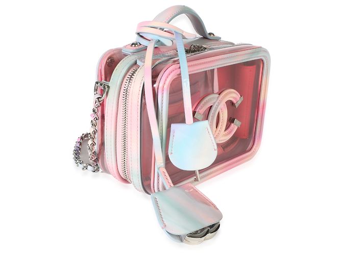 Piccolo beauty case Chanel in PVC vernice rosa con filigrana - Ansicht 4