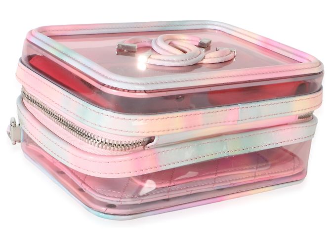 Piccolo beauty case Chanel in PVC vernice rosa con filigrana - Ansicht 7