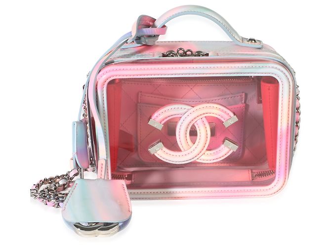 Piccolo beauty case Chanel in PVC vernice rosa con filigrana - Ansicht 8