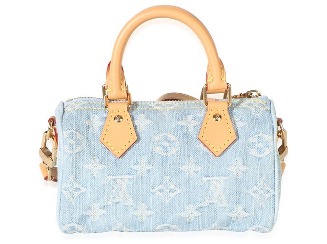 Louis Vuitton Sky Blue Monogram Denim Nano Speedy - vista 2